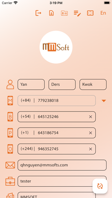 Ảnh chụp màn hình của eNameCard
